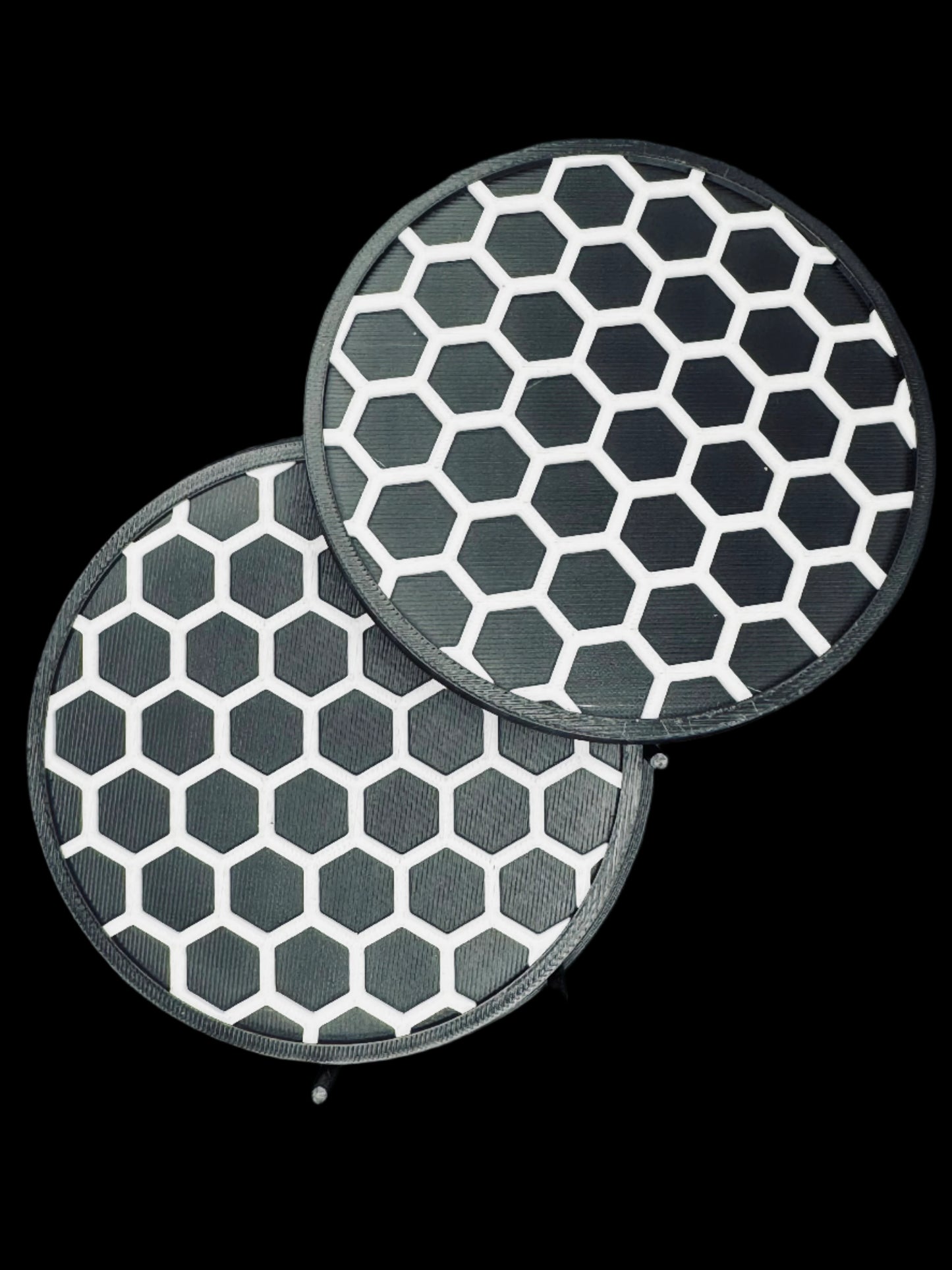 Modern Honeycomb Coaster Set – 3-Pack with Matching Stand